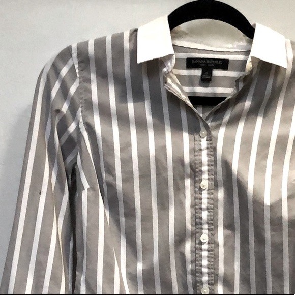 BR Grey and White Striped “Riley Shirt” Button Up - Picture 2 of 7